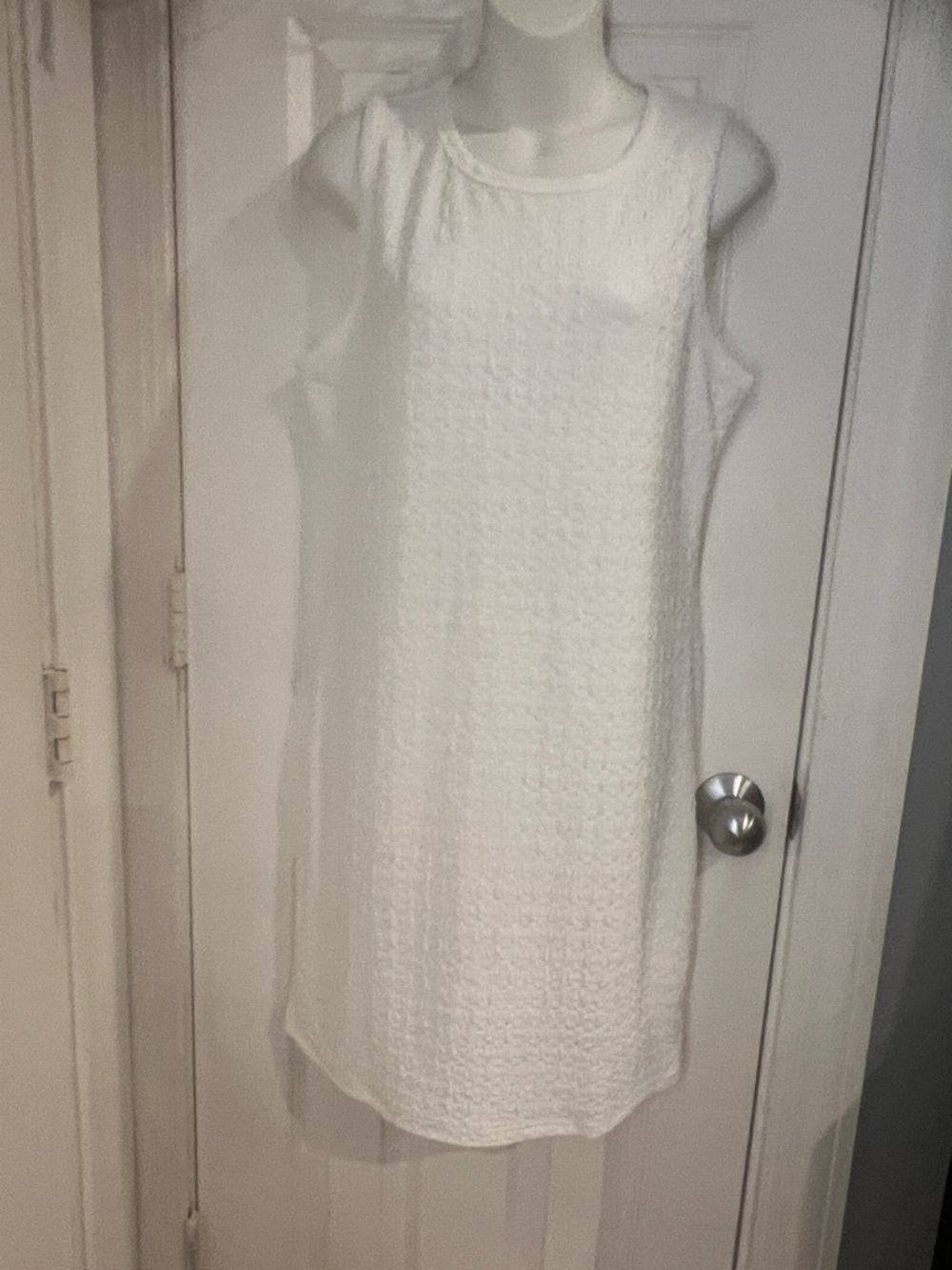 SHEIN White Textured Sleeveless Midi Dress